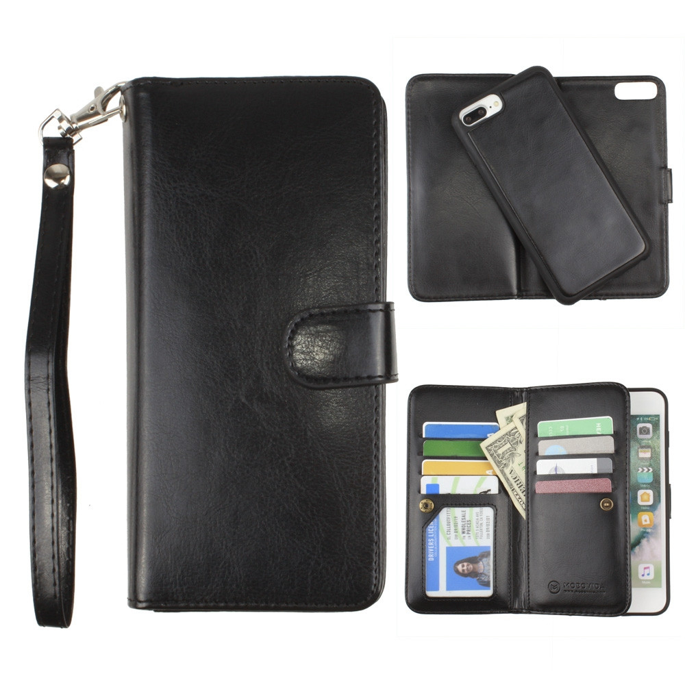 Apple iPhone 6 Plus -  Multi-Card Slot Wallet Case with Matching Detachable Case and Wristlet, Black
