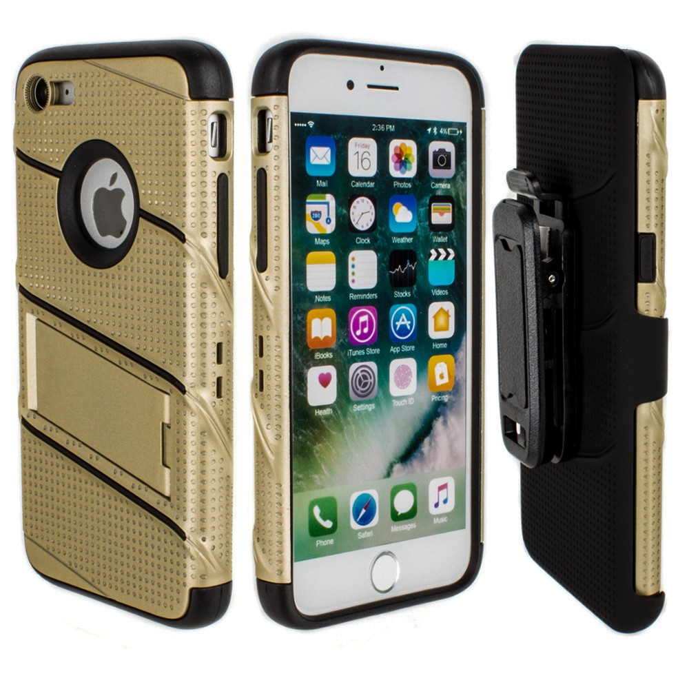 Apple iPhone 6/6s - RoBolt Heavy-Duty Rugged Case and Holster Combo, Gold/Black