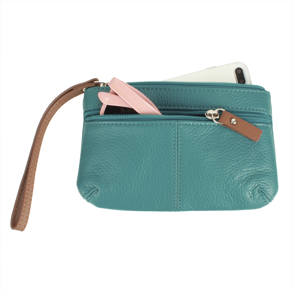 Apple iPhone 6s -  Genuine Leather Hand-Crafted Phone Clutch with Wristlet, Teal