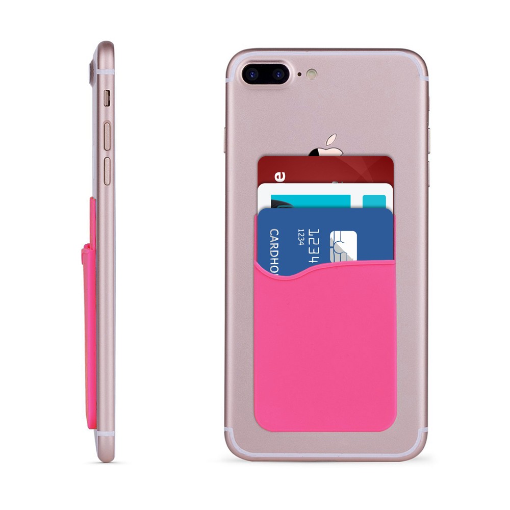 Apple iPhone 6s -  Rubber Silicone Stick-on Card Pocket, Light Pink