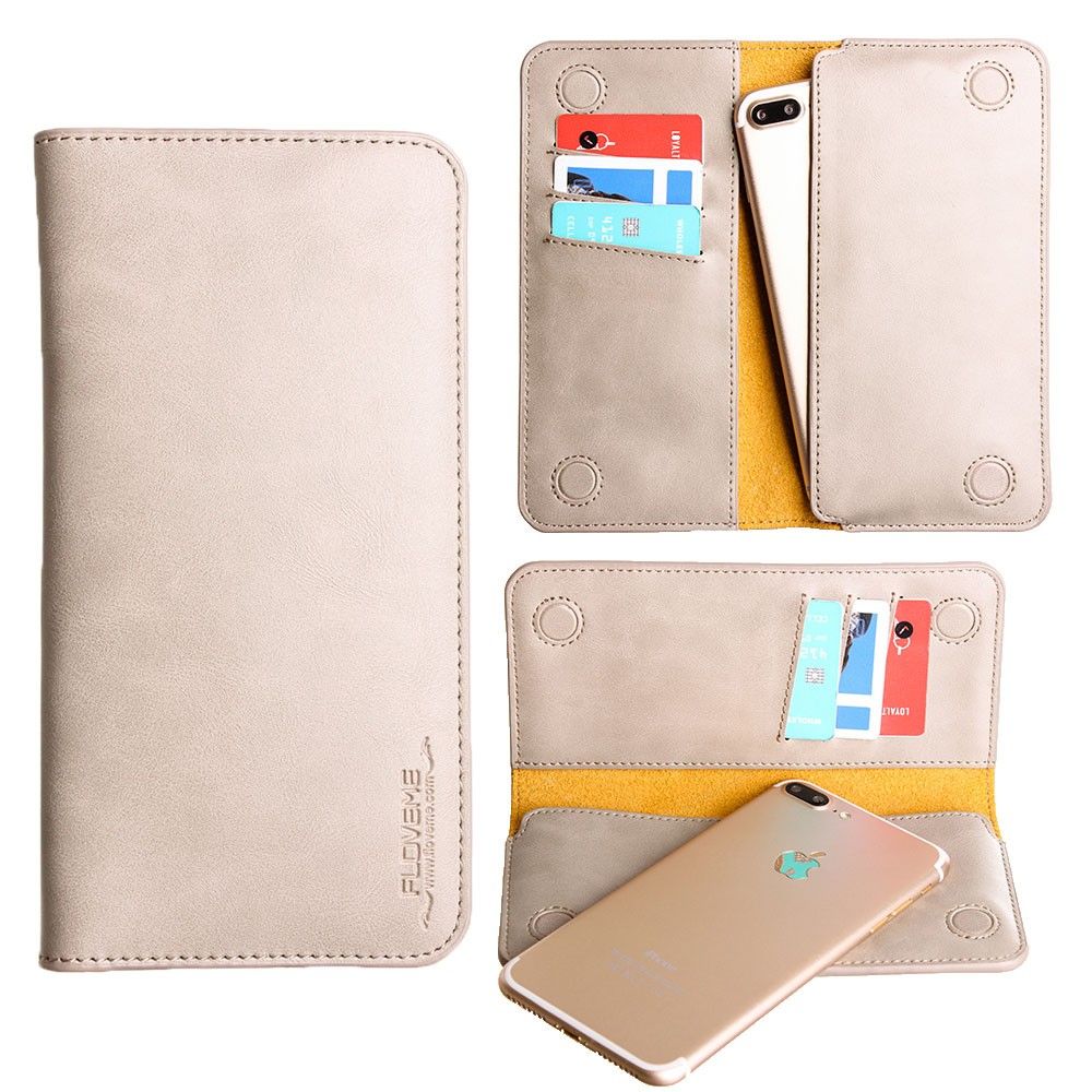 Apple iPhone 6s -  Slim vegan leather folio sleeve wallet with card slots, Gray