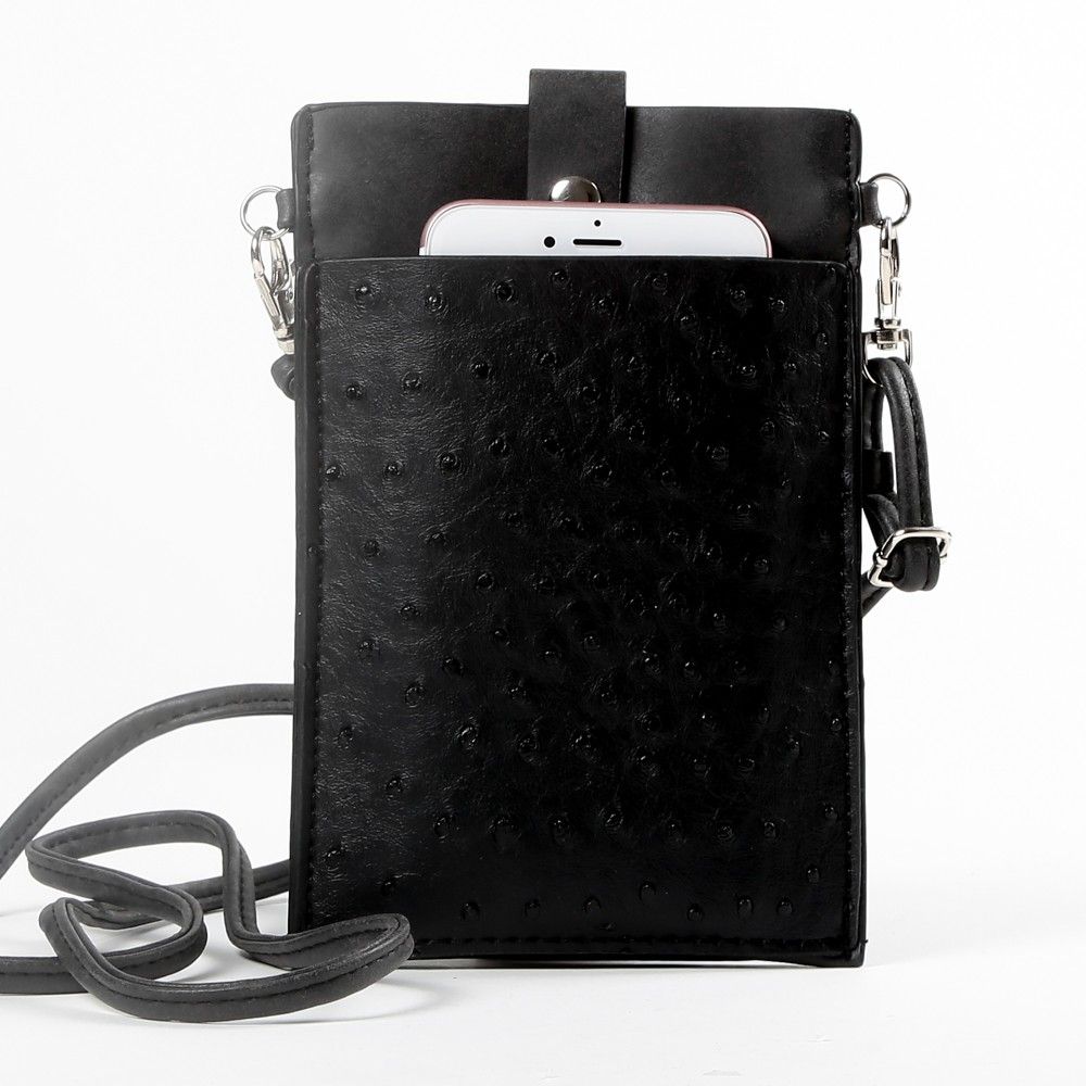 Apple iPhone 6s -  Top Buckle Crossbody  bag with shoulder strap and wristlet, Classic Black