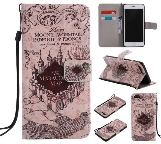 iPhone 6 7 8/plus/X Wallet Case Premium PU Leather Painted Castle Magnetic Closure Stand Flip Protective Case