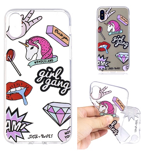 Cute Cartoon Painted Case Cover Transparent Soft Silicone Case for iPhone 6 7 8 /plus/ X