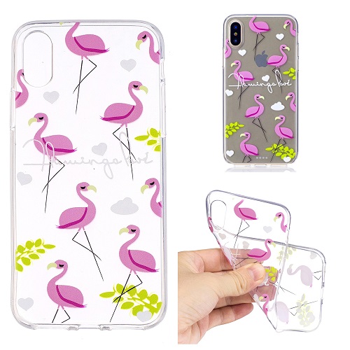 Cartoon Painted Flamingo Case Cover Transparent Soft Silicone Case for iPhone 6 7 8 /plus/ X